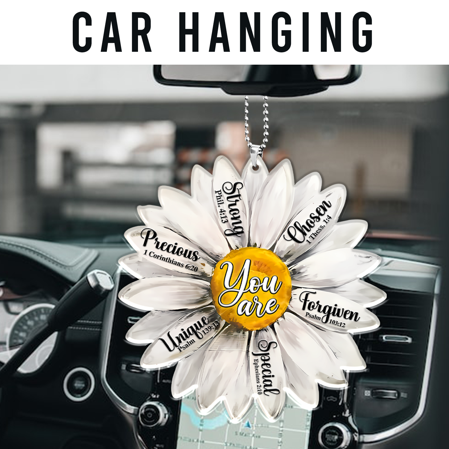 Daisy Inspirational Religious You Are Christian Gifts For Women, Birthday Gifts For Women, Ornament Gift Bible Verse Christmas Ornament Car Hanging