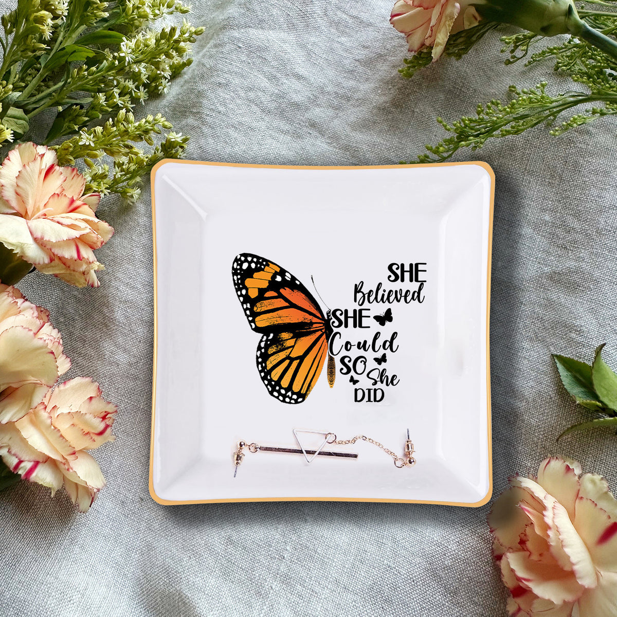 She Believed She Could So She Did Christian Gifts Inspirational Religious Gifts Ceramic Ring Dish