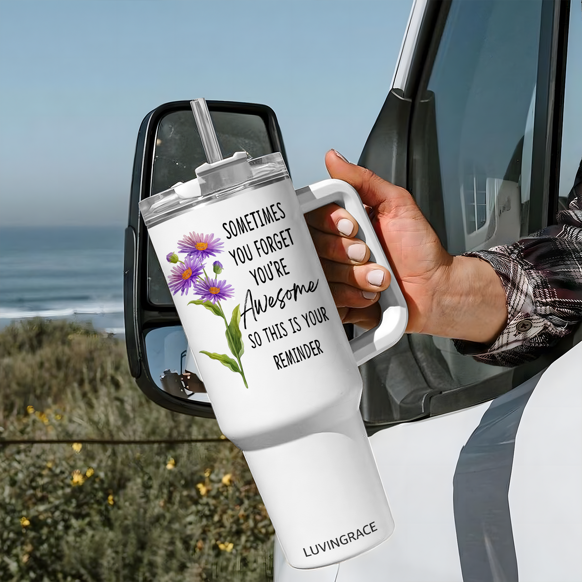 Floral You're Awesome Inspirational Gifts for Women Friends 40Oz Tumbler