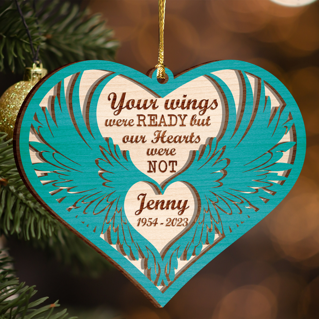 Angel Wings Memorial Custom Two Layers Wood Ornament Christmas Ornament Car Hanging Ornament