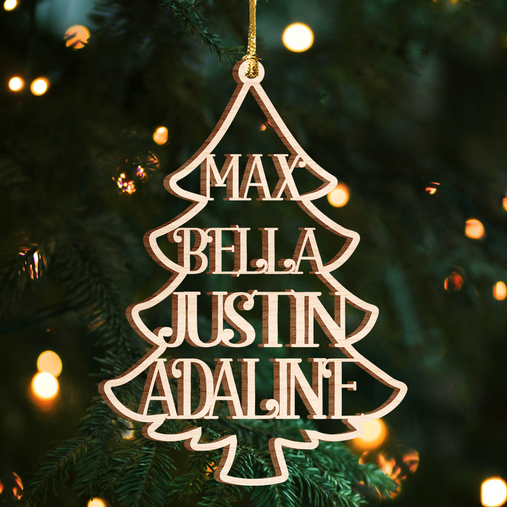 Christmas Tree Family Custom Christmas Car Hanging Wooden Ornament