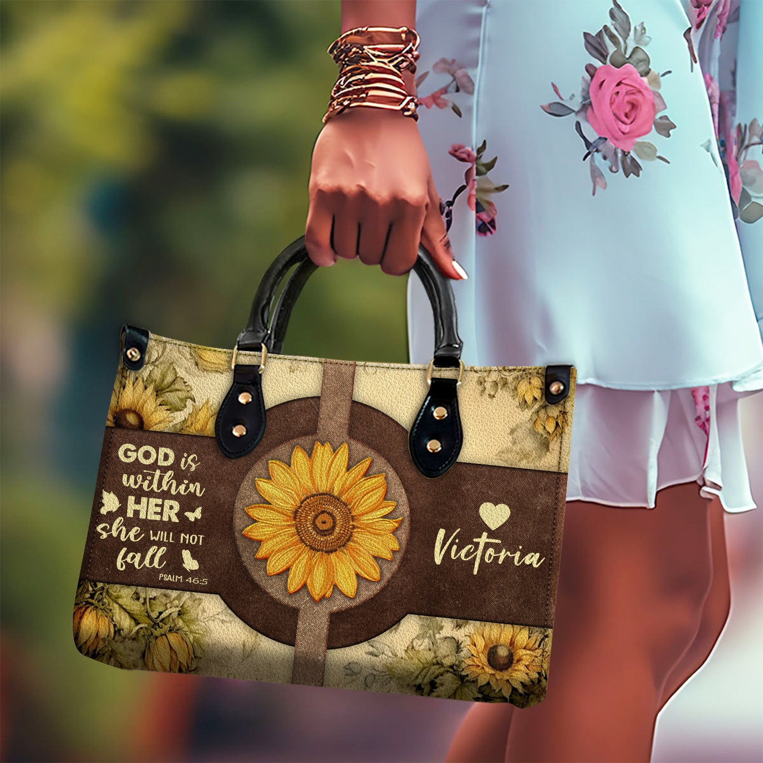She will not fall Sunflower Style Personalized Leather Handbag