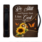 Sunflower Zipper Leather Be Still Christian Personalized Bible Cover