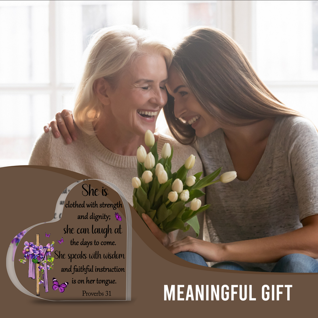 Purple Floral Cross She Is Acrylic Plaque Christian Gifts