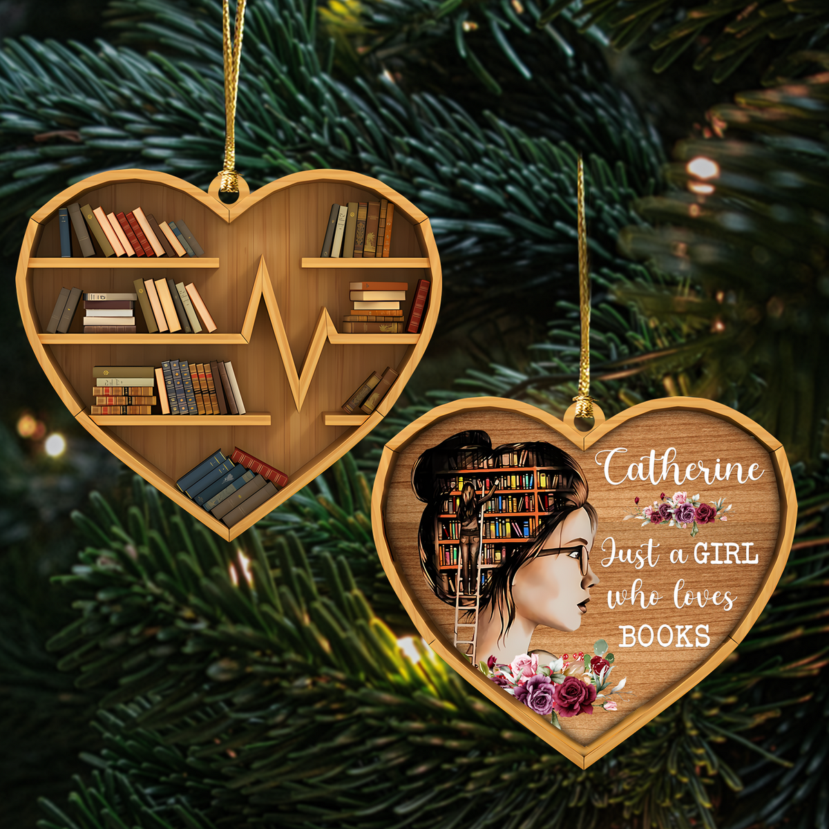 Bookshelf Just A Girl Who Loves Books 2 Sides Book Lovers Girl Custom Wooden Ornament