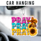 Sunflower Cross Pray On It Christian Gifts For Women, Birthday Gifts For Women, Ornament Gift, Christmas Ornament Car Hanging