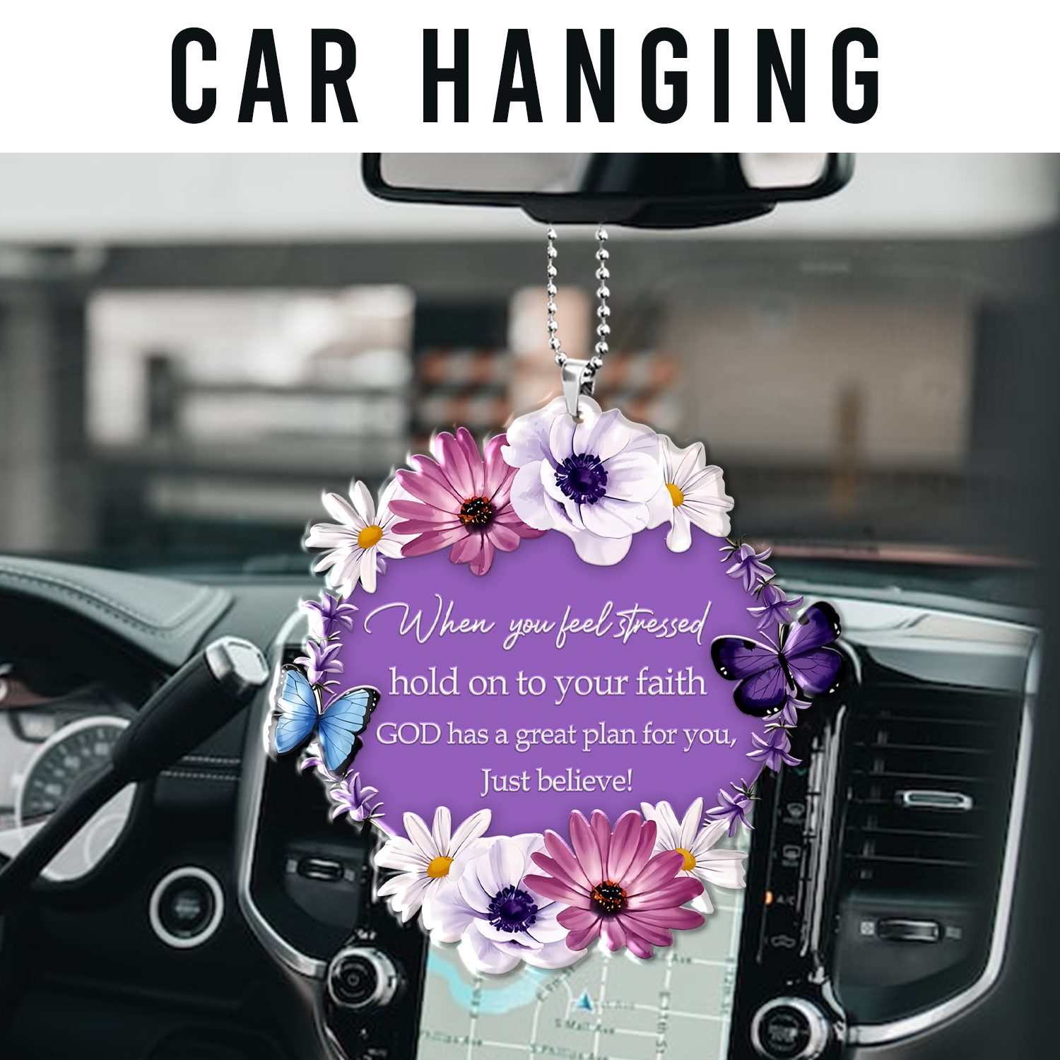 Daisy Floral Hold On Your Faith Christian Gifts For Women, Birthday Gifts For Women, Ornament Gift Bible Verse Christmas Ornament Car Hanging