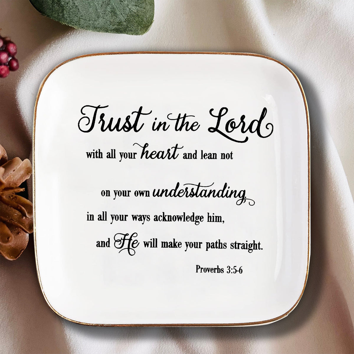 Trust In The Lord Ceramic Ring Dish Birthday Gifts Motivation Gifts For Women Men Inspirational Gifts
