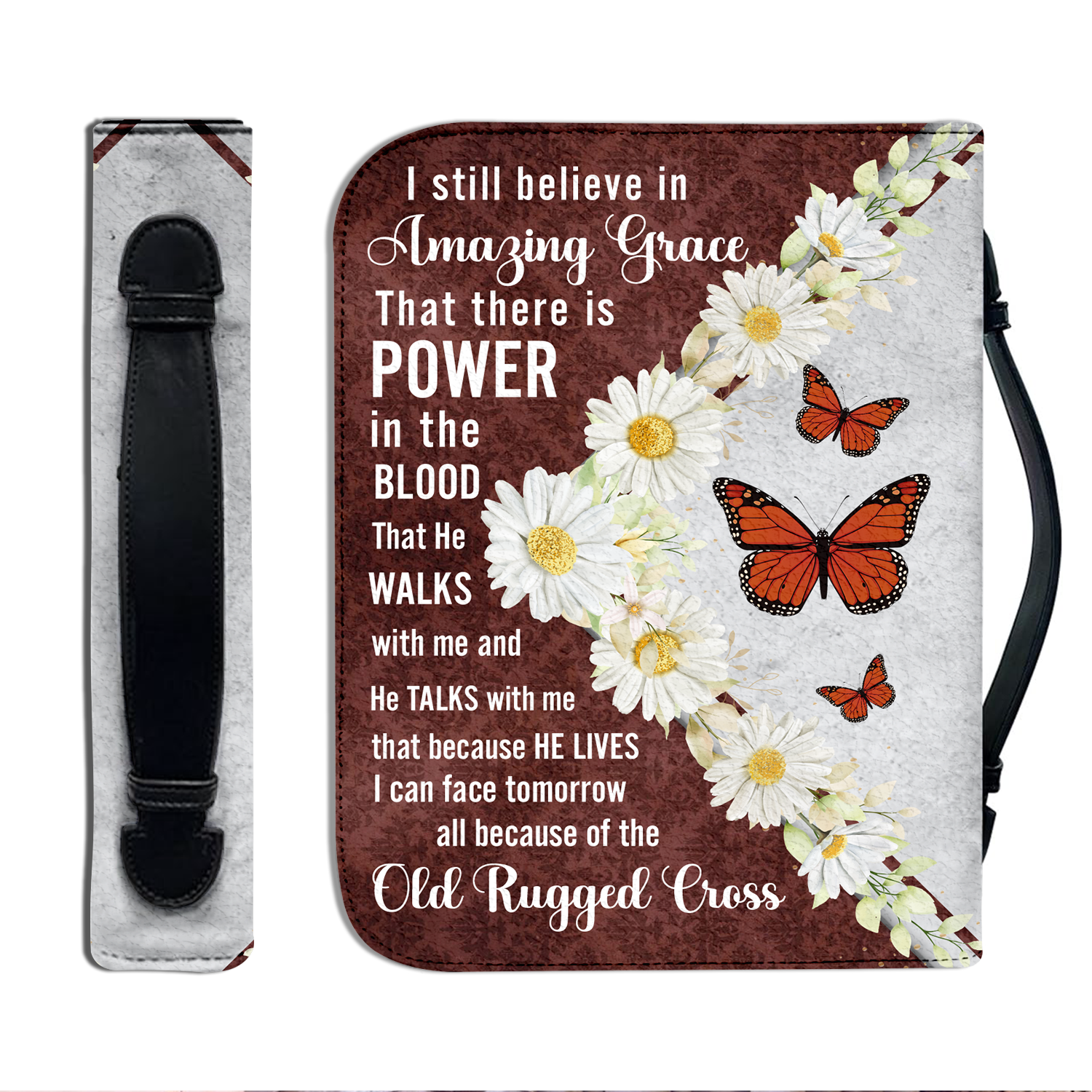 Daisy Butterfly Amazing Grace Christian Personalized Bible Cover