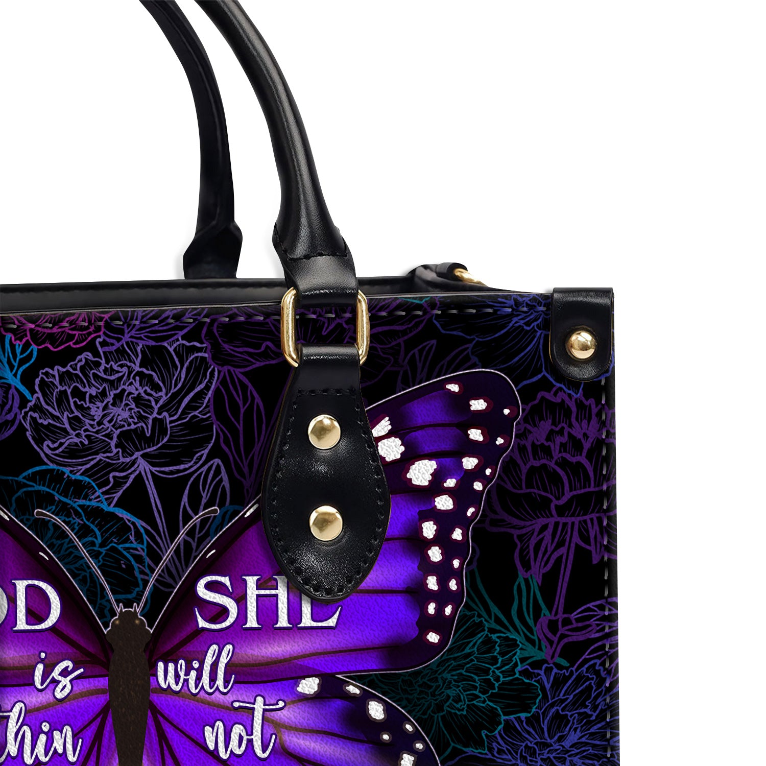 She Will Not Fall Personalized Zippered Leather Handbag With Handle Christian Gift Religious Gift For Women