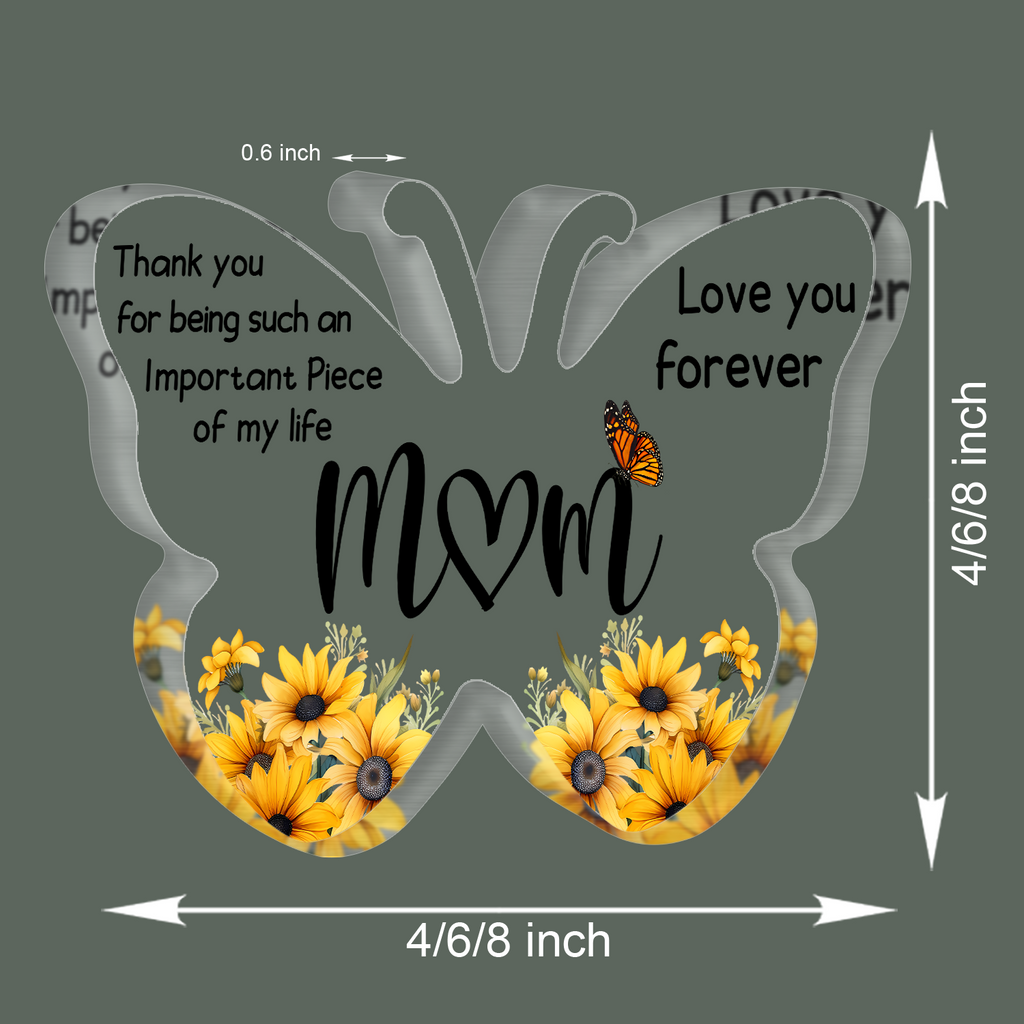 Sunflower Love You Mom Butterfly Acrylic Plaque Birthday Gift For Mom Mother's Day Gift