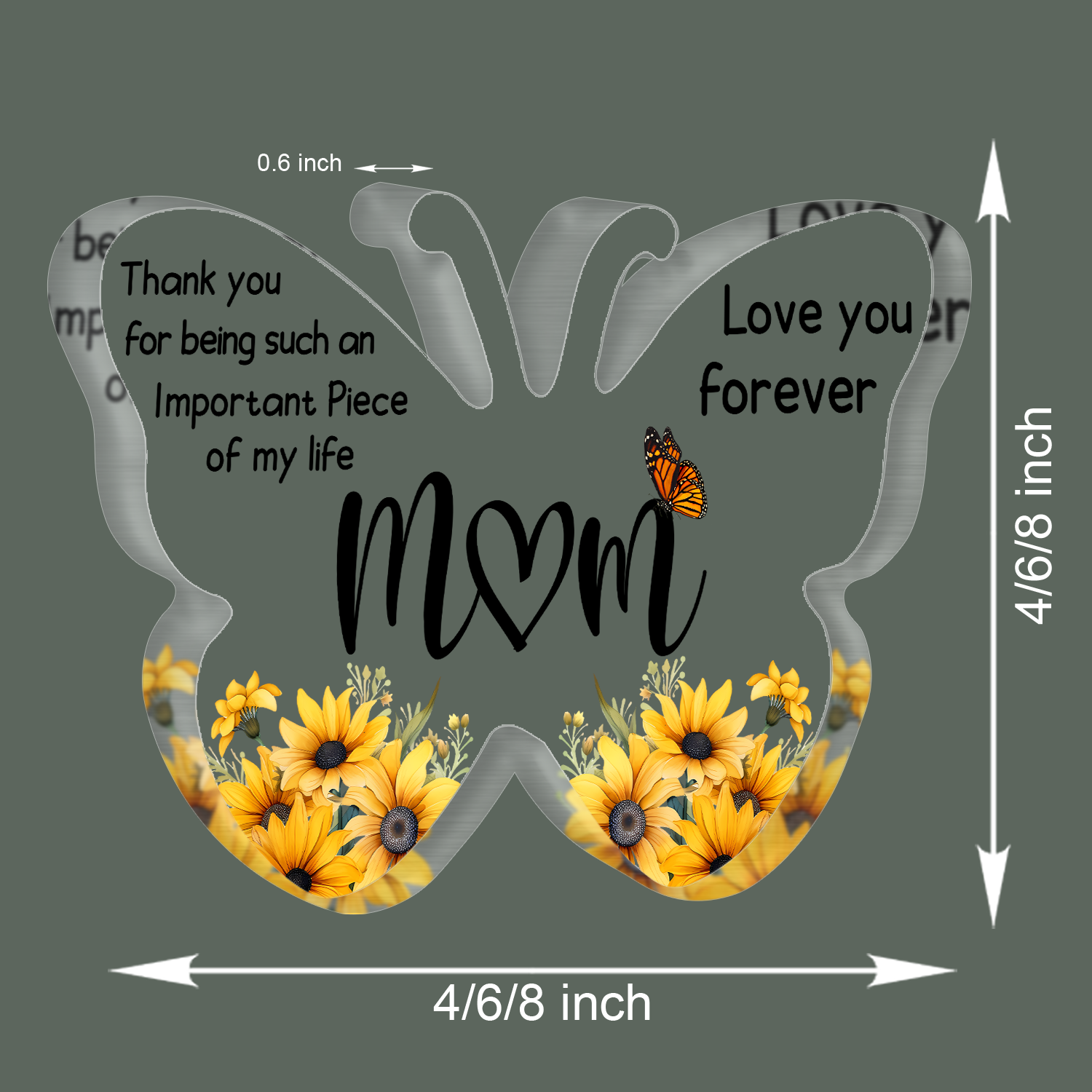 Sunflower Love You Mom Butterfly Acrylic Plaque Birthday Gift For Mom Mother's Day Gift