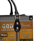 God Says I Am Brown Personalized Leather Handbag Bags, Gifts for Women