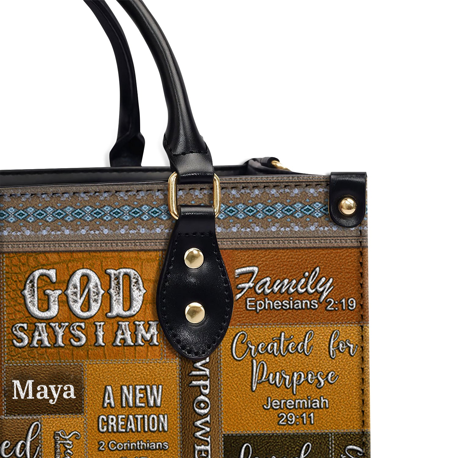 God Says I Am Brown Personalized Leather Handbag Bags, Gifts for Women