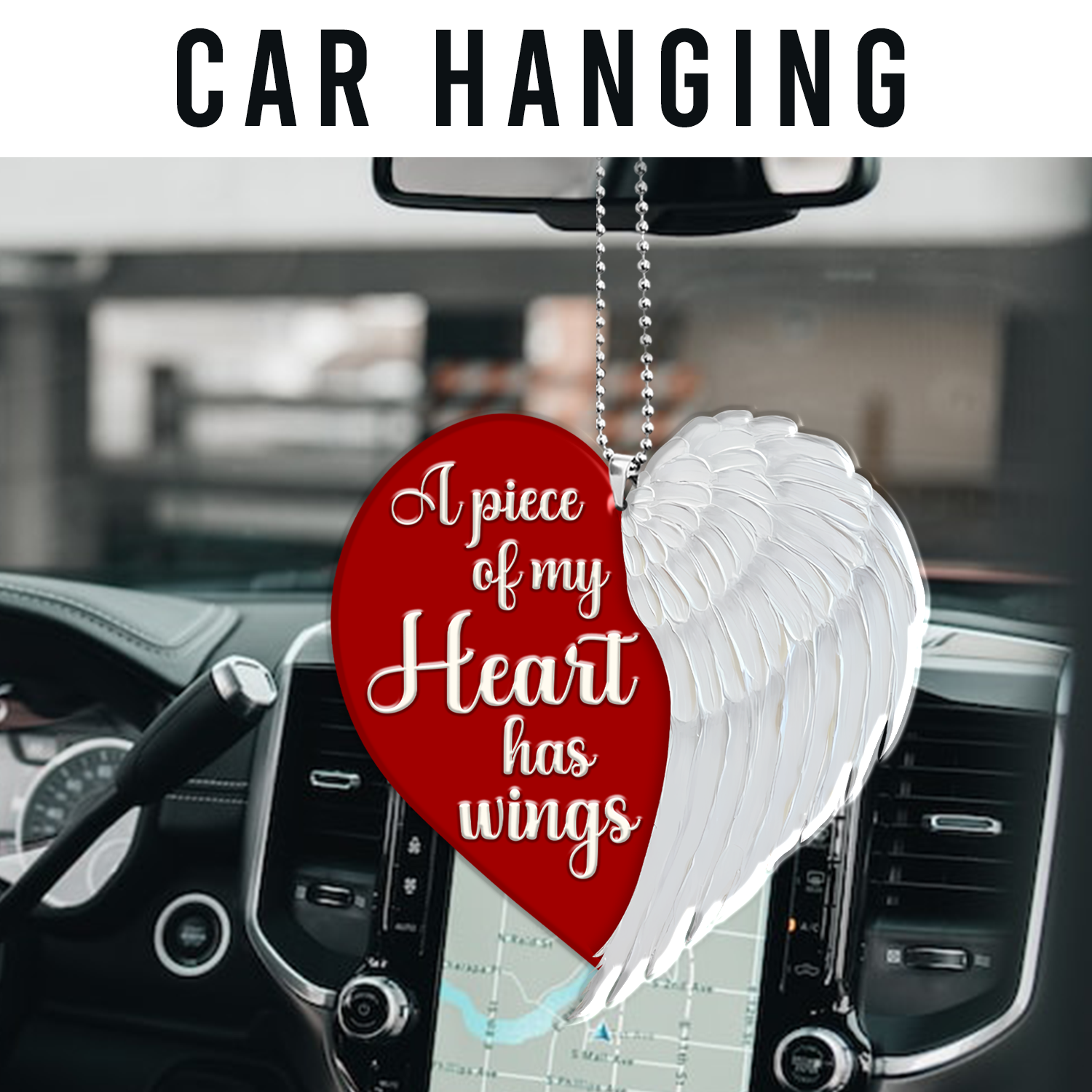 Memorial Ornament Piece Of Heart Wings Car Hanging, Christmas Ornament Gift