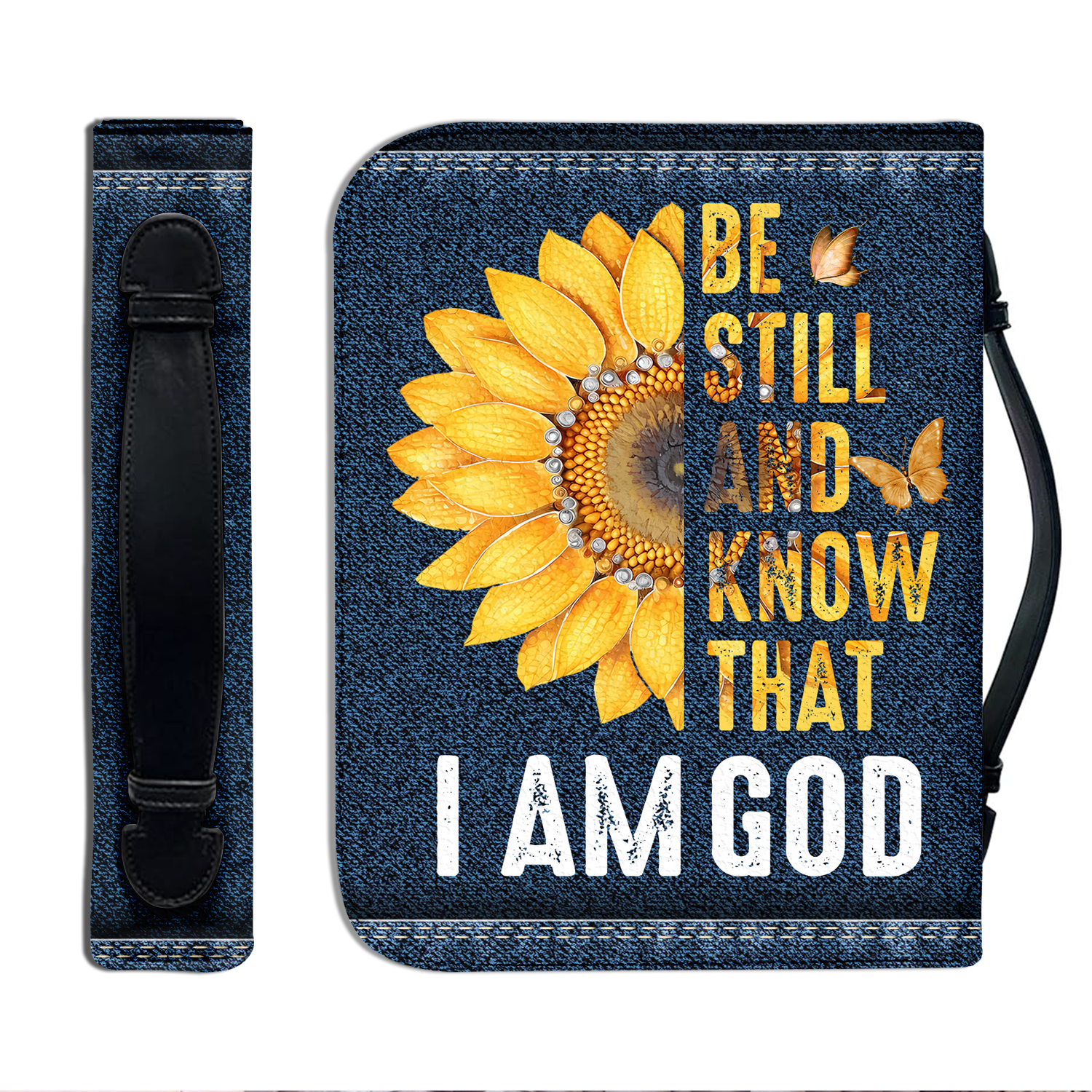 Sunflower Be Still Christian Personalized Bible Cover