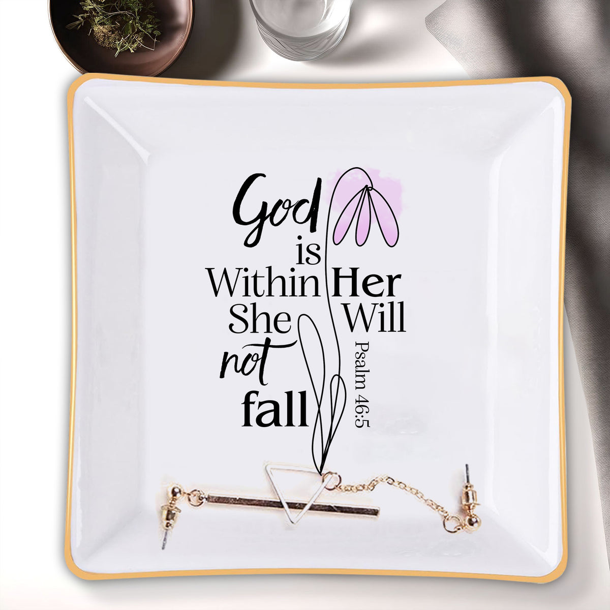 She Is Not Fall God Is Within Her Christian Gift Inspirational Religious Gift Ceramic Ring Dish
