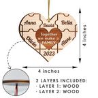 Christmas Family Heart Puzzle Custom Two Layers Ornament Christmas Ornament Car Hanging Ornament
