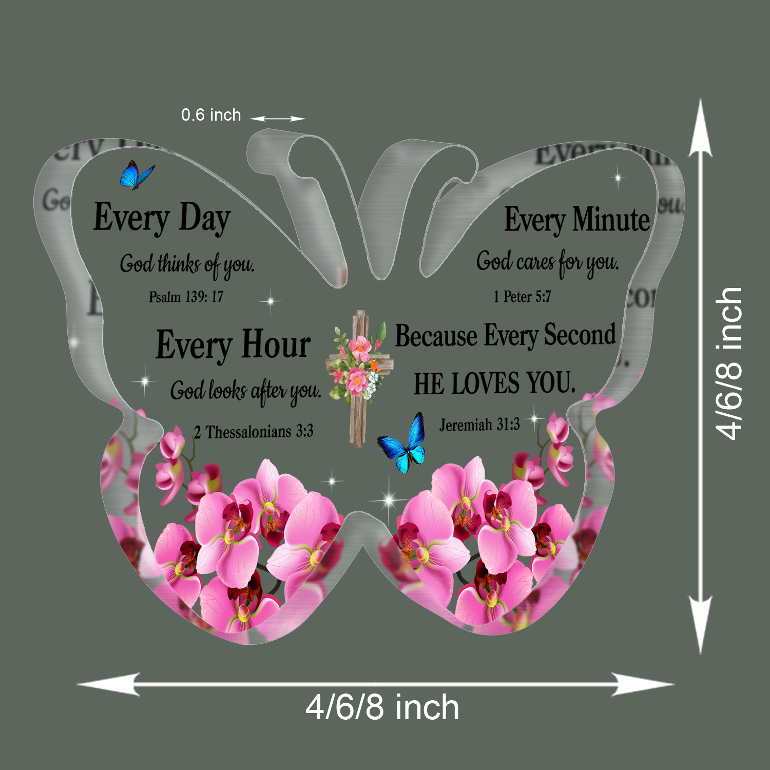 Orchids God Loves You Butterfly Acrylic Plaque Christian Gifts Birthday Gift For Women Mother's Day Gift