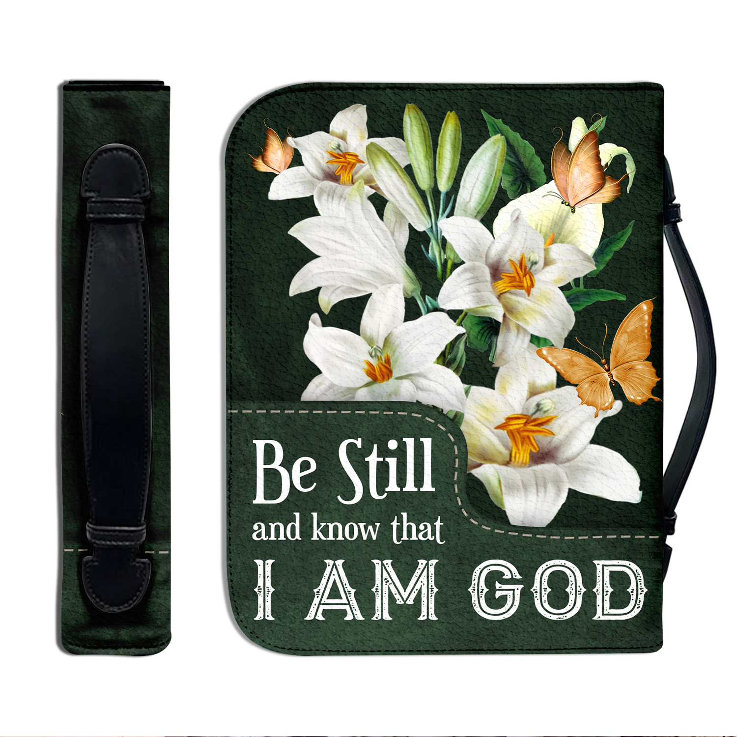 Lily Flower Butterfly Be Still Christian Personalized Bible Cover
