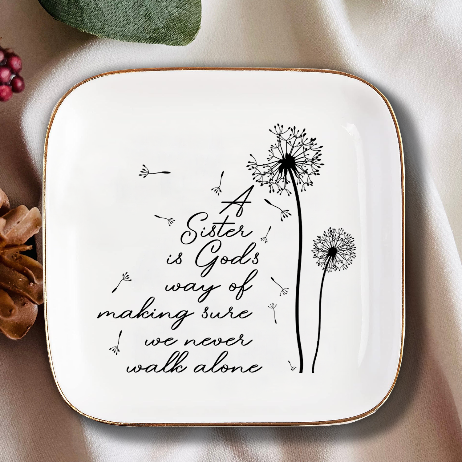 A Sister Is God's Way Inspirational Gifts for Women Ceramic Ceramic Ring Dish Birthday Gifts for Sister Best Friends
