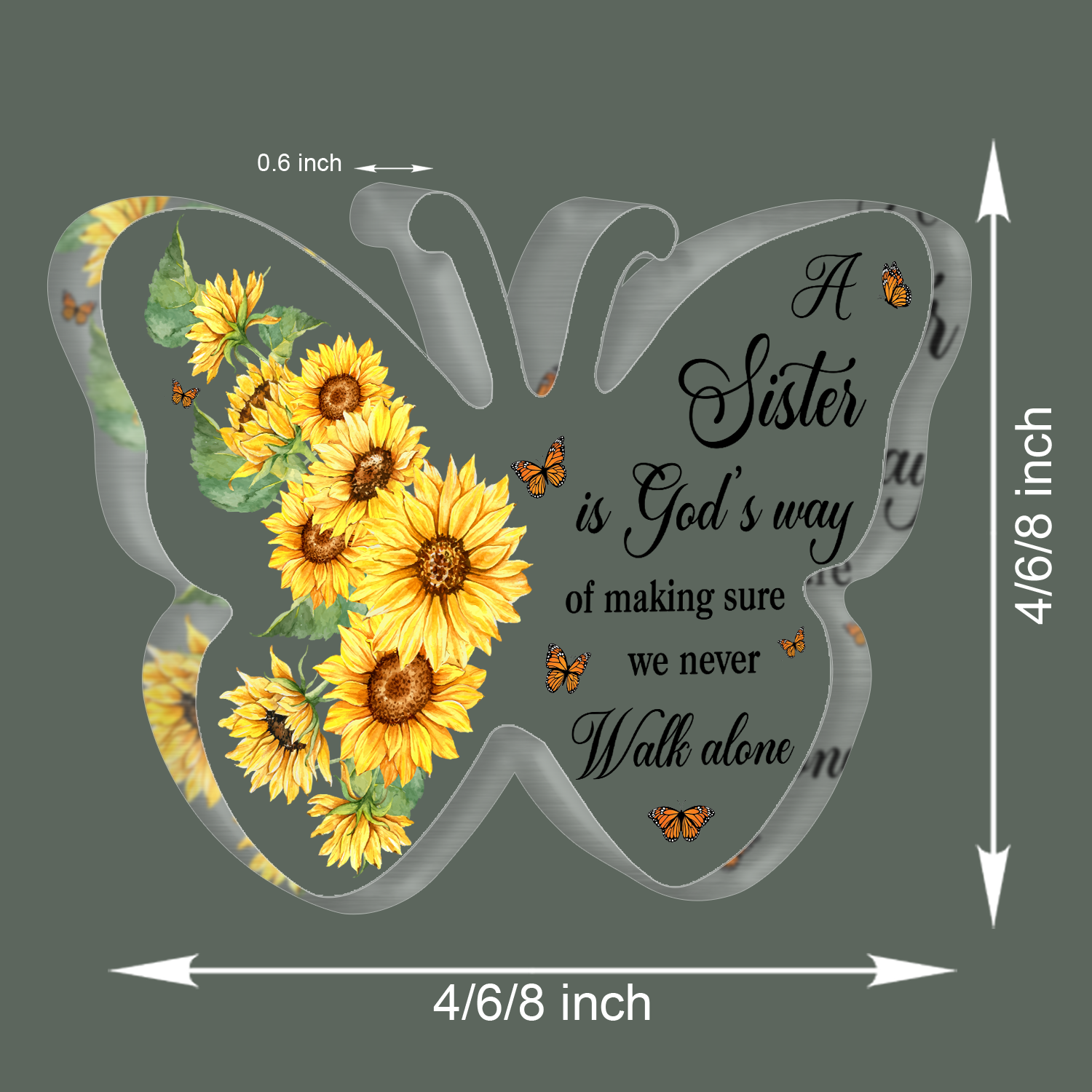 Sunflower Sister Is God's Way Acrylic Plaque  Christian Gifts Birthday Gift For Women Mother's Day Gift