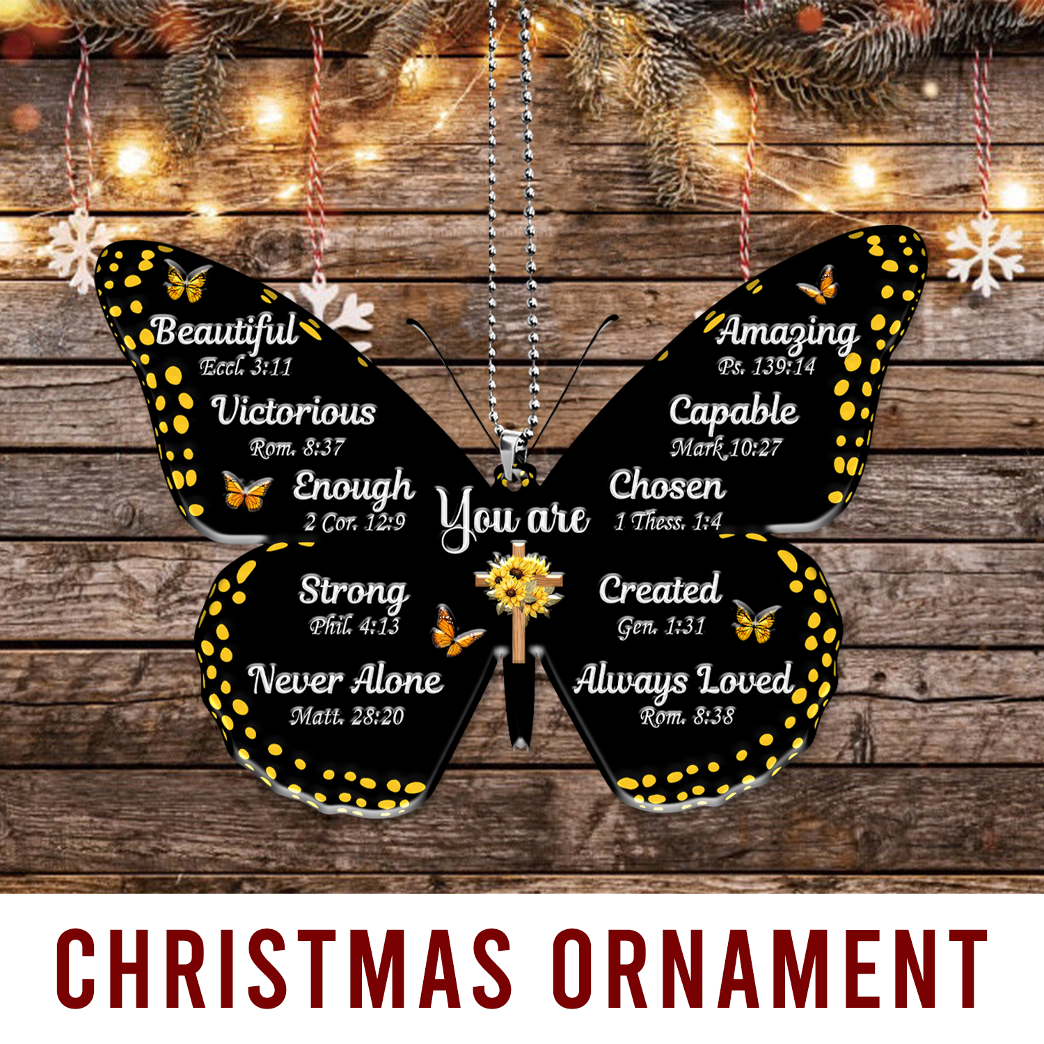Butterfly Inspirational Religious You Are Christian Gifts For Women, Birthday Gifts For Women, Ornament Gift Bible Verse Christmas Ornament Car Hanging