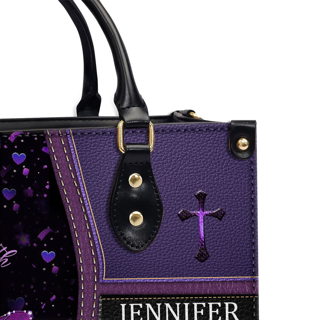 Faith Hope Love Purple Bag Personalized Leather Handbag Bags, Gifts for Women