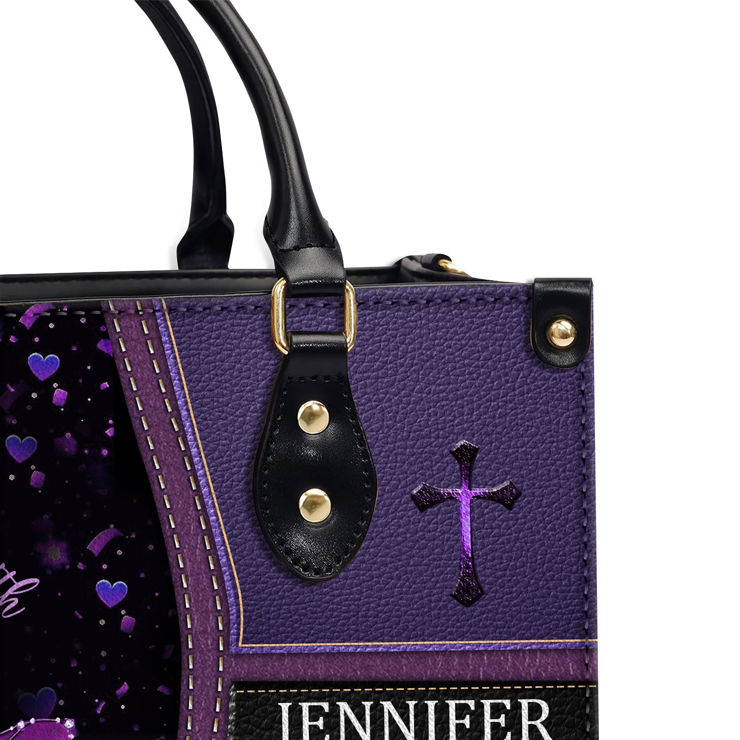 Faith Hope Love Purple Bag Personalized Leather Handbag Bags, Gifts for Women