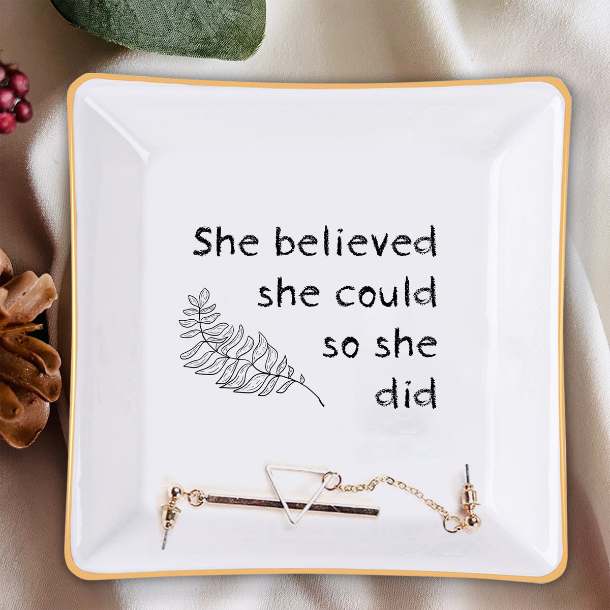 She Believed Bible Verse Christian Gifts Inspirational Religious Gifts Ceramic Ring Dish