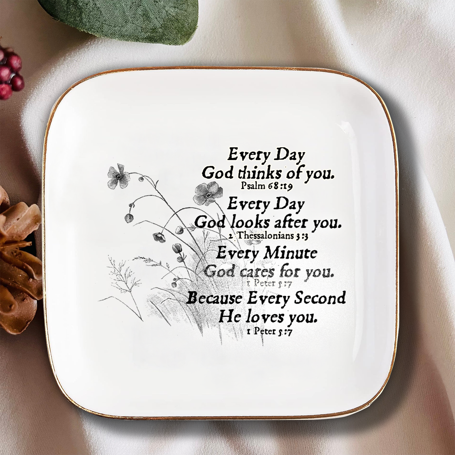 Every Second He Loves You Ceramic Ring Dish Jewelry Dish Birthday Gifts Inspirational Gifts For Women Men
