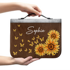 Sunflower Butterflies Be Strong Be Brave Christian Personalized Bible Cover
