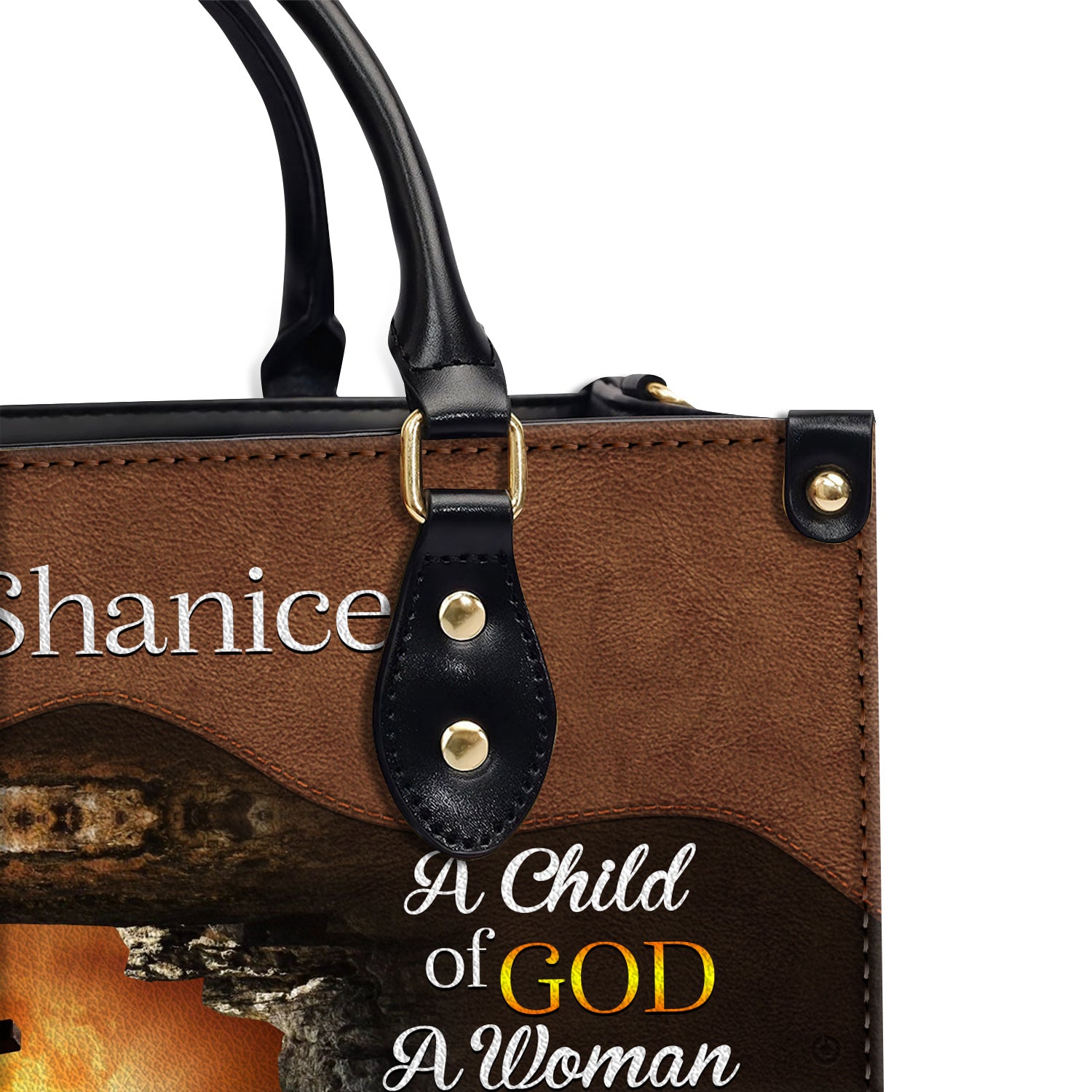 A Child Of God, A Woman Of Faith, A Warrior Of Christ Personalized Leather Handbag
