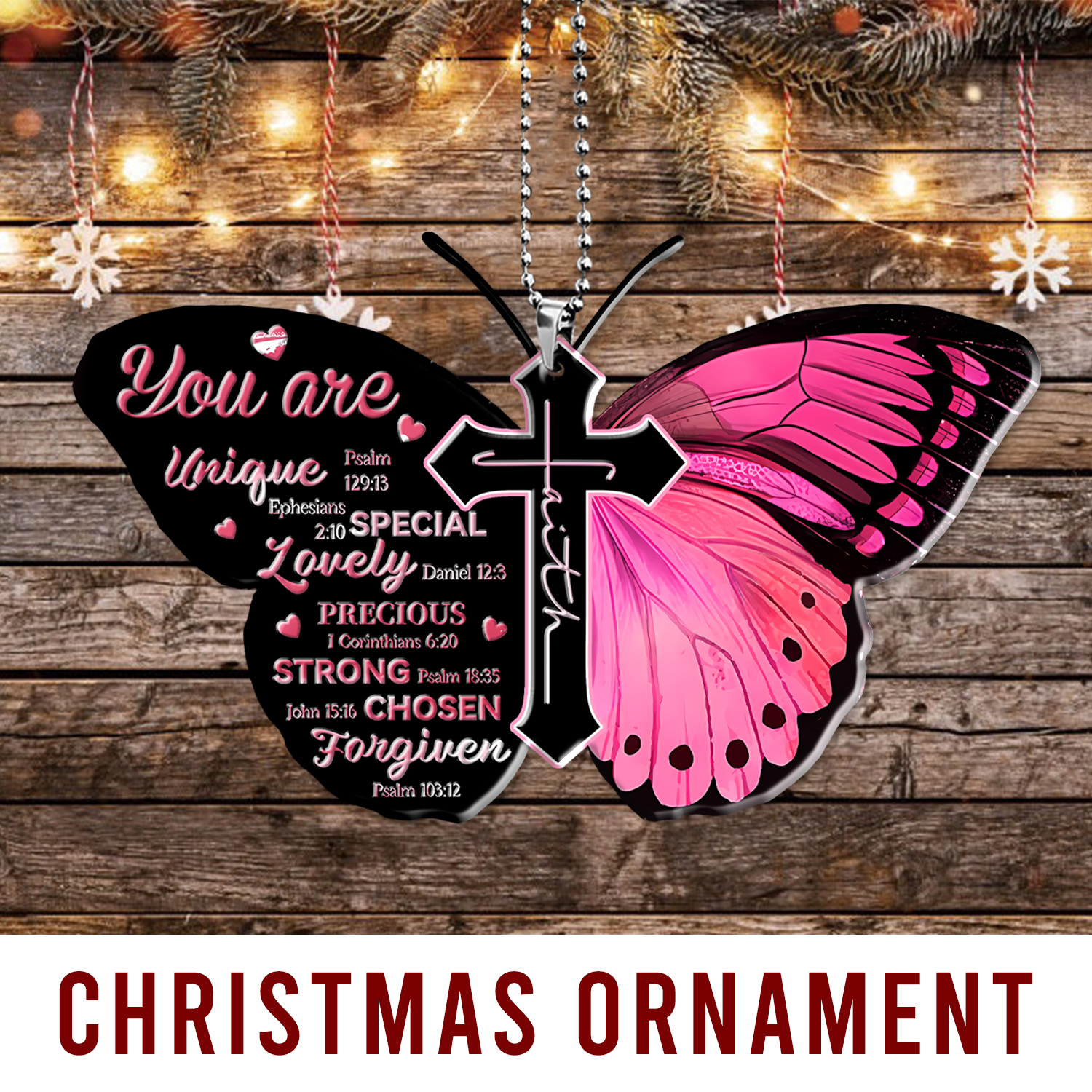 You Are Christian Butterfly Religious Bible Car Rear View Mirror Accessories, First Car Drivers License Gift Acrylic Car Decoration, Cute Christian Religious Gift