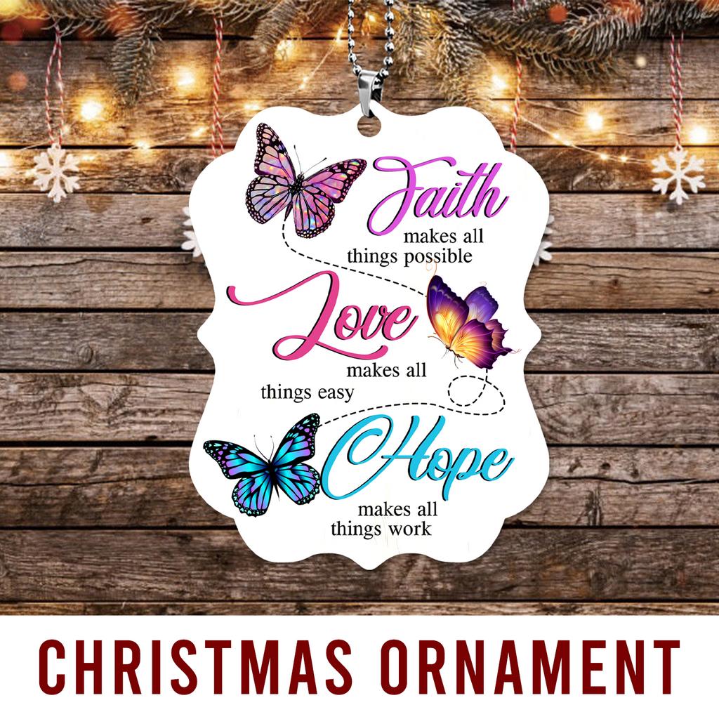 Butterfly Faith Hope Love Christian Gifts For Women, Birthday Gifts For Women, Ornament Gift, Christmas Ornament Car Hanging