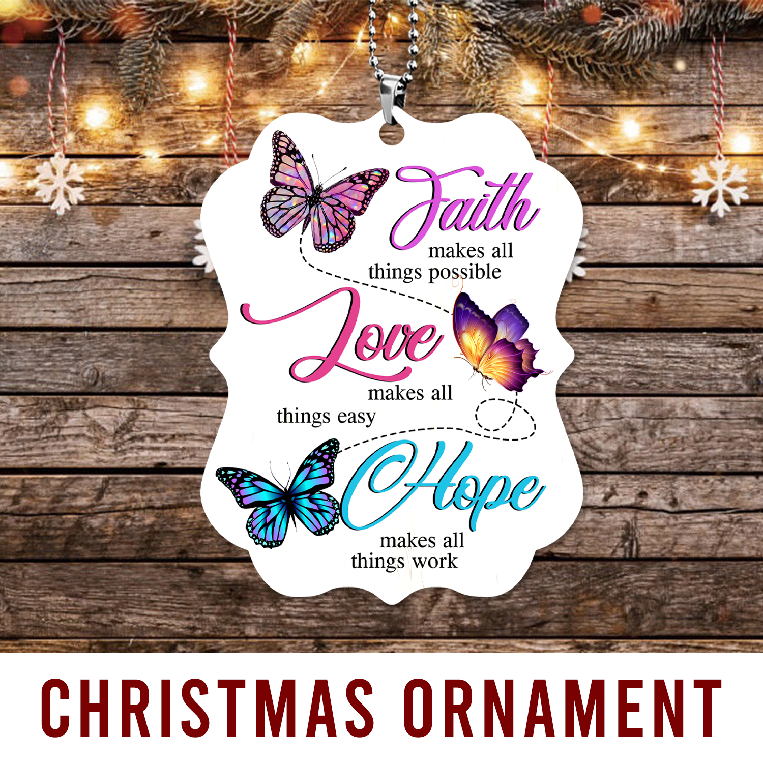 Butterfly Faith Hope Love Christian Gifts For Women, Birthday Gifts For Women, Ornament Gift, Christmas Ornament Car Hanging