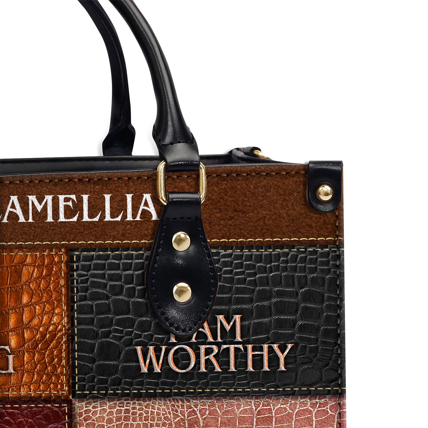 I Am Strong, I Am Worthy Christian Gift Personalized Leather Handbag
