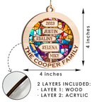 Direction Sign Family Custom Stained Glass Custom Two Layers Suncatcher Ornament Christmas Ornament Car Hanging Ornament