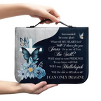 Blue Flower Cross Butterfly Surrounded By Your Glory Christian Personalized Bible Cover