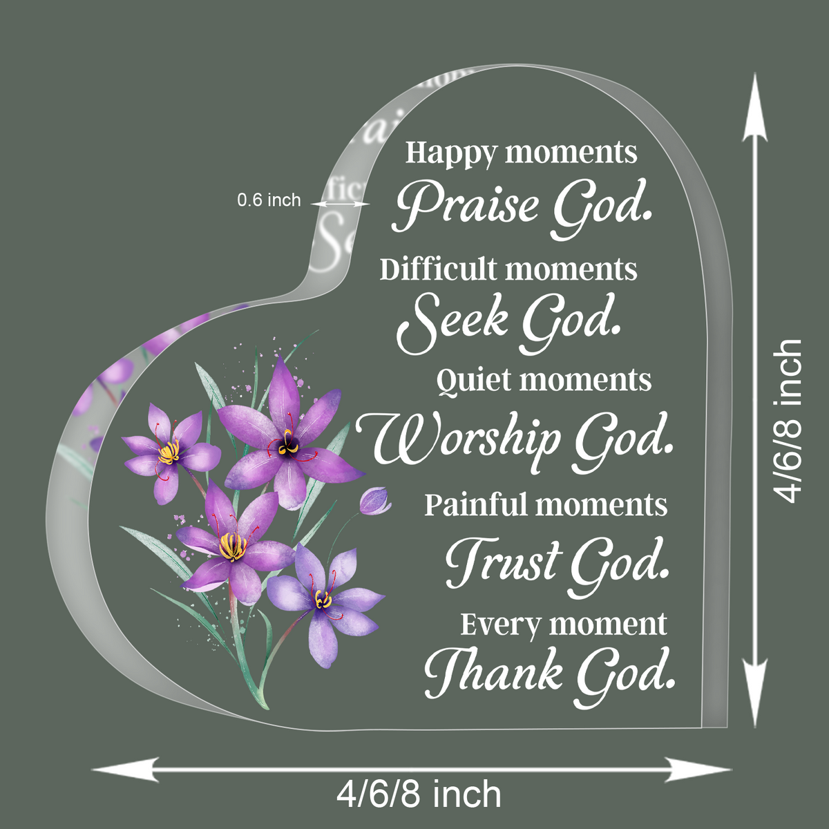 Thank God Christian Bible Verses Acrylic Hearts Plaques