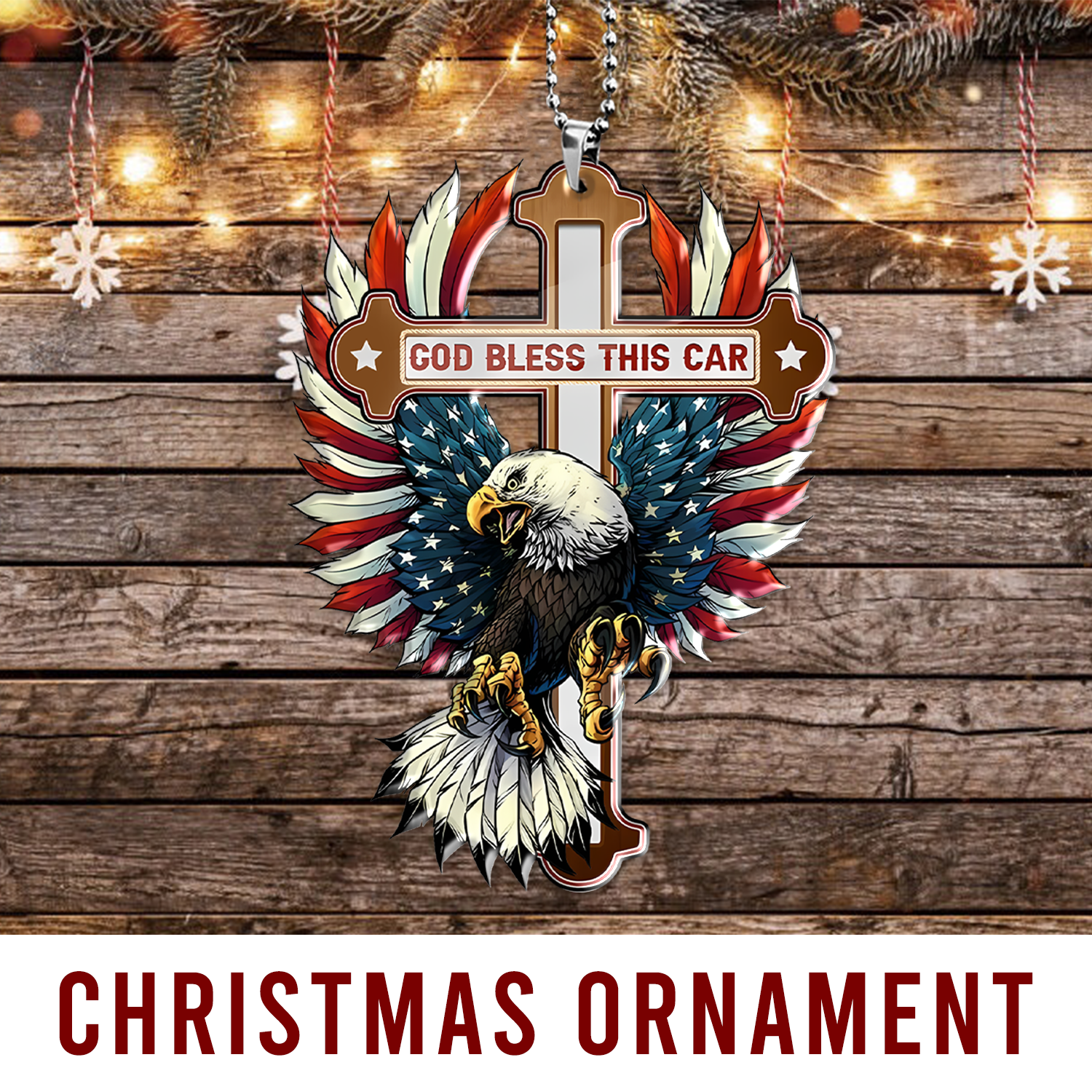 Bless This Car Ornament, Pendant for Rear View Mirror Car, Cross & Eagle Hanging Charm Home Décor Car Accessories