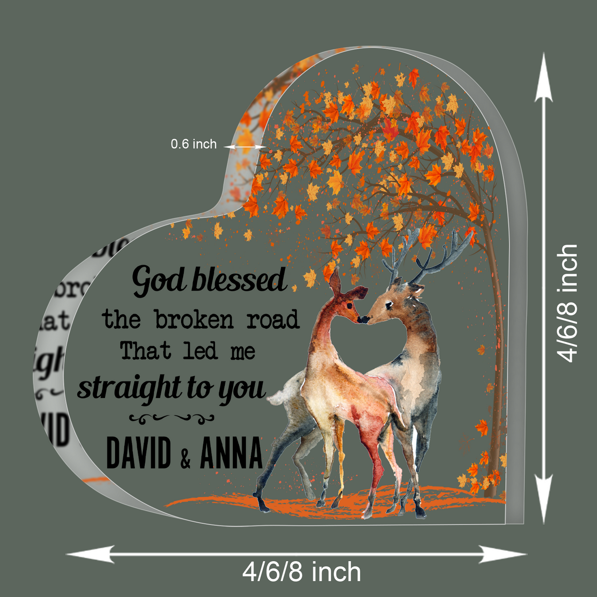 Deer Couple God Blessed Acrylic Plaque Custom Name Gift
