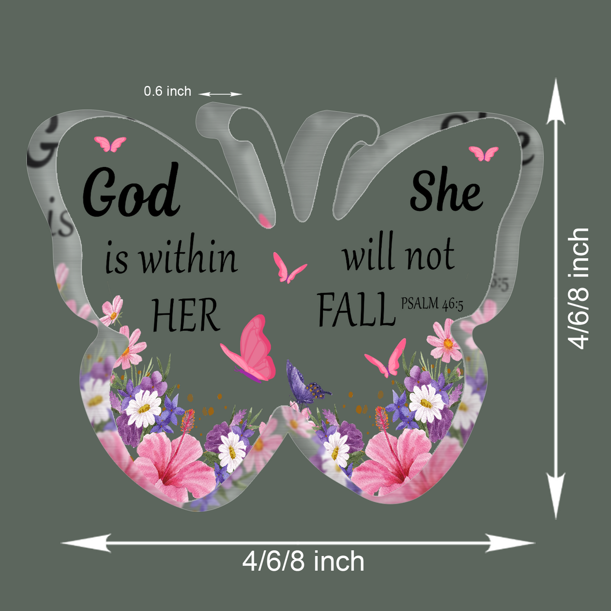 Butterfly Flowers God Is Within Her Acrylic Plaque Christian Gifts Bible Verses Religious Gifts