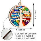 Family Tree Custom 2 Layers Stained Glass Suncatcher Christmas Car Hanging Wooden Ornament