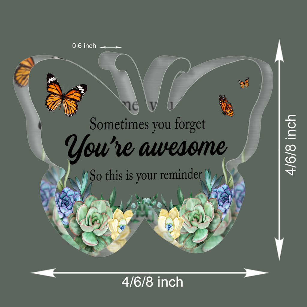 Succulents You're Awesome Butterfly Acrylic Plaque Christian Gifts Birthday Gifts For Women