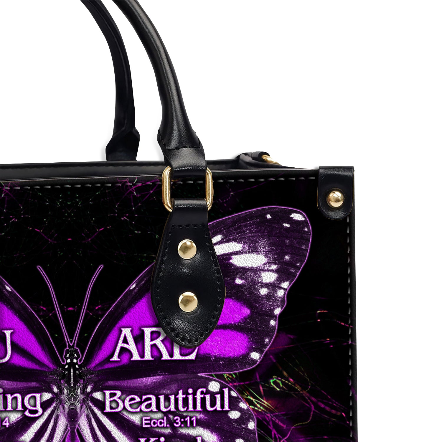 Purple Butterfly You Are Leather Handbag With Handle Christian Gift Religious Gift For Women