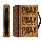 Leather Heart Cross Pray On It Christian Personalized Bible Cover