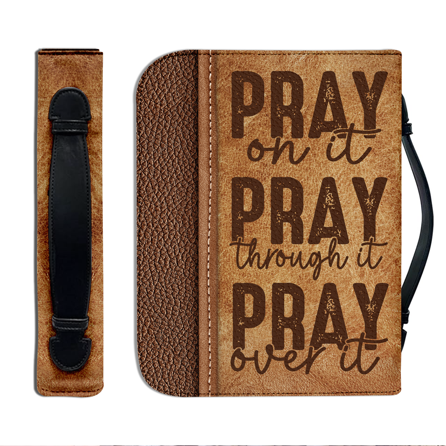 Leather Heart Cross Pray On It Christian Personalized Bible Cover