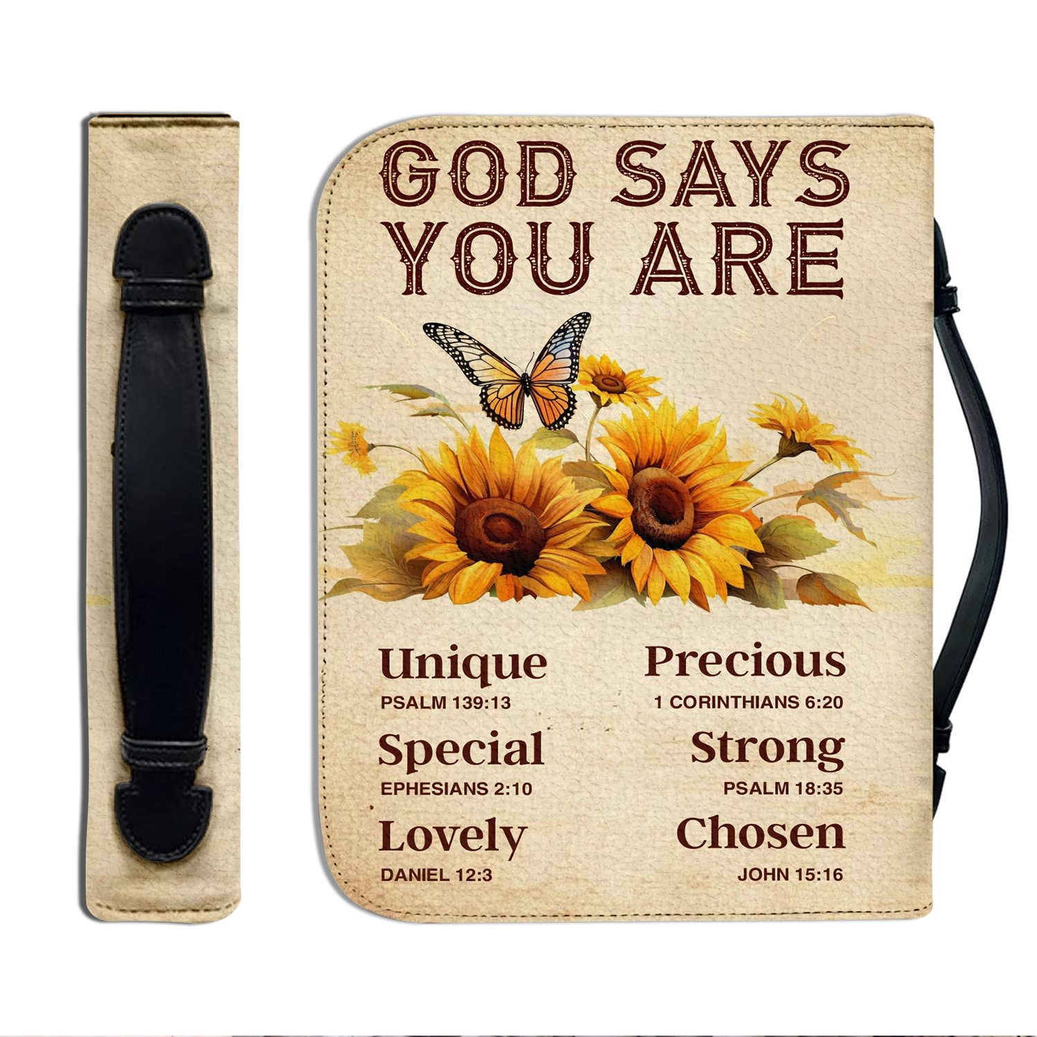 Sunflower Butterflies God Says You Are Christian Personalized Bible Cover