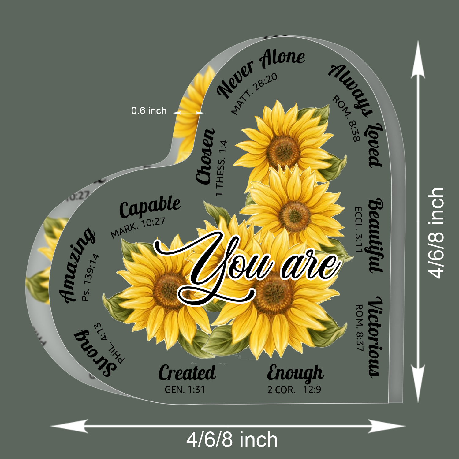 Sunflower You Are Acrylic Plaque Heart Shaped Gifts